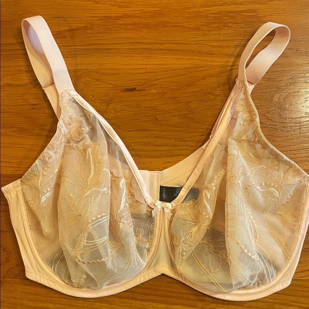 Understance Peach Embroidered Mesh Bra 38J - Picture 5 of 7